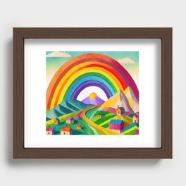 Rainbow Village #4 Recessed Framed Print