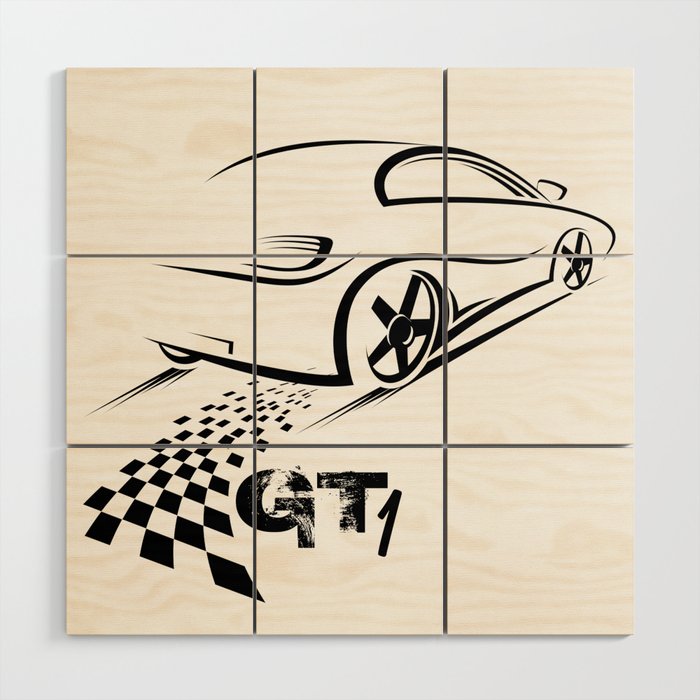A minimalist caricature of a GT car  Wood Wall Art