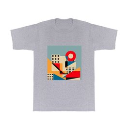 Dream Geometric City T Shirt | Geometricabstract, Architectual, Cityscape, Fantasy, City, Abstractmodern, Happy, Redandblue, Jendu, Geometricshapes 