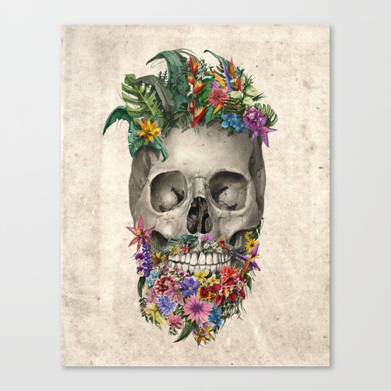 floral beard skull Canvas Print