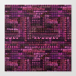 pink and black ink marks hand-drawn collection Canvas Print