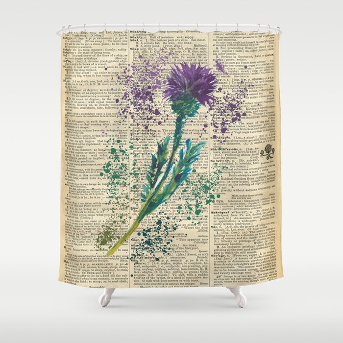 Vintage Jaggy Thistle  Shower Curtain