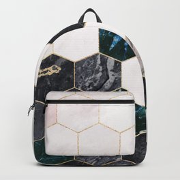 Hexagon Green Marble Honeycomb Mosaic Backpack