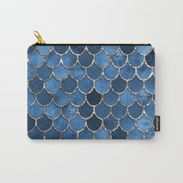 Blue Silver Mermaid Scales Carry-All Pouch