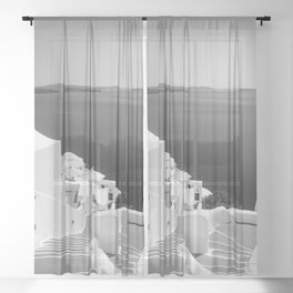 Mediterranean Black and White Sheer Curtain