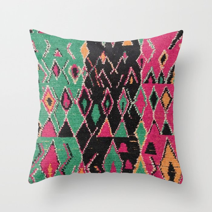 Moroccan Berber Carpet Artwork Throw Pillow