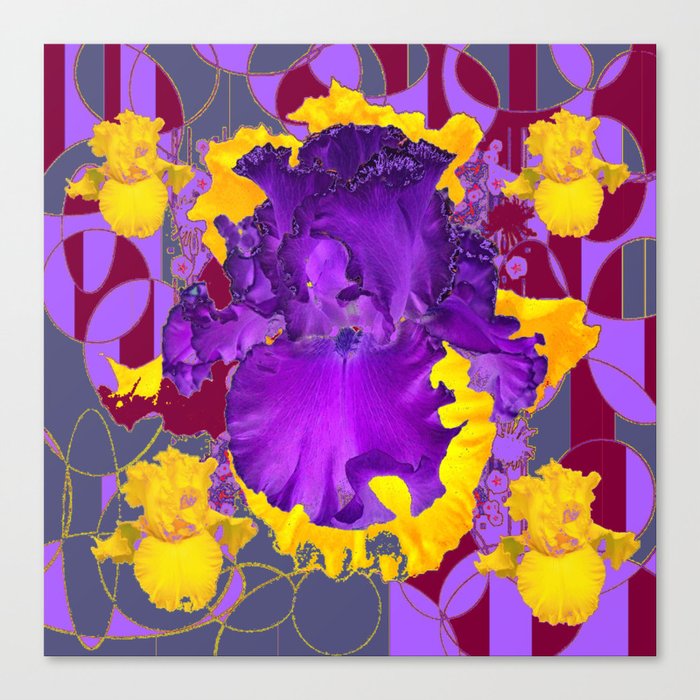 Amethyst Purple Iris Geometric lilac & Grey Patterns Canvas Print