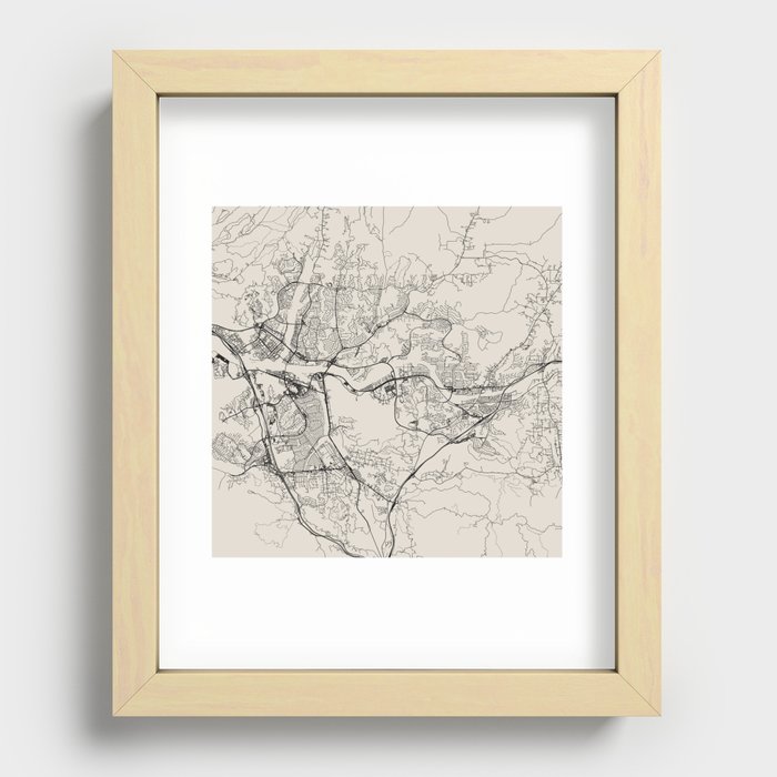 Santa Clarita USA - City Map - Black and White Aesthetic Recessed Framed Print