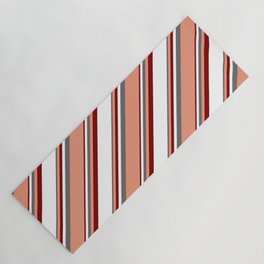 [ Thumbnail: Dim Gray, Dark Salmon, Maroon & White Colored Lines/Stripes Pattern Yoga Mat ]