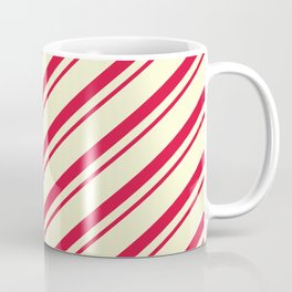 [ Thumbnail: Crimson & Light Yellow Colored Lines Pattern Coffee Mug ]