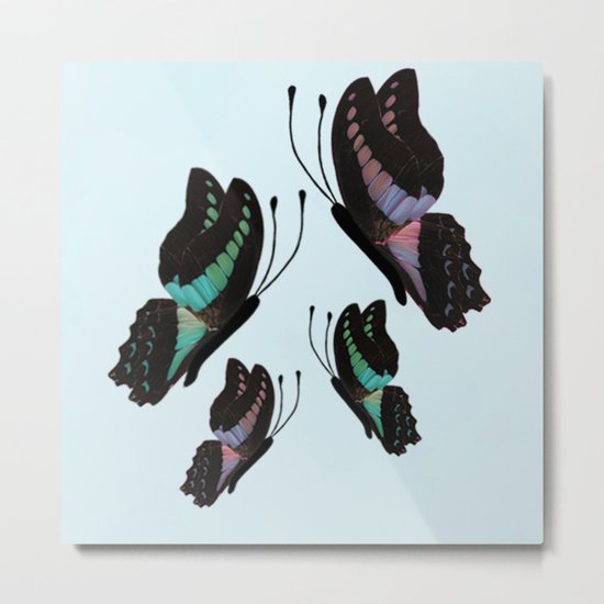 Purple and Blue Butterflies Metal Print