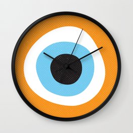 Orange Evil Eye Symbol Wall Clock