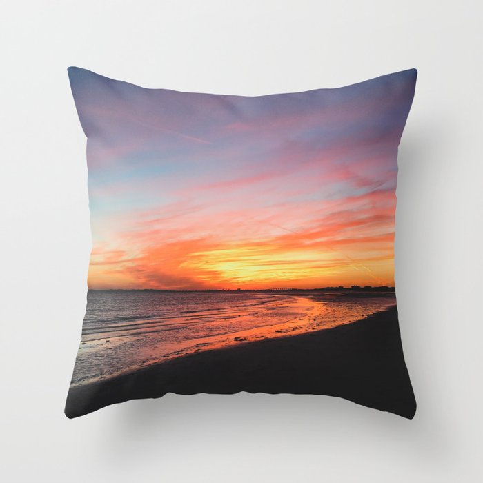 Fort Myers Beach Florida Sunset Throw Pillow