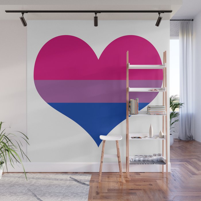 Bisexual pride flag colors in a heart shape Wall Mural