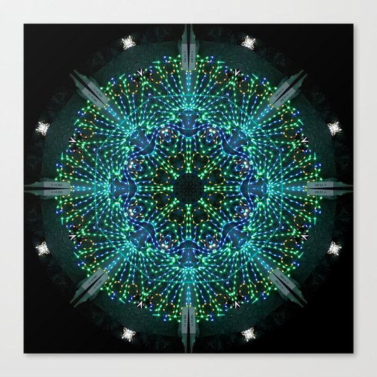 Kaleidoscope fantasy on lighted peacock shape Canvas Print