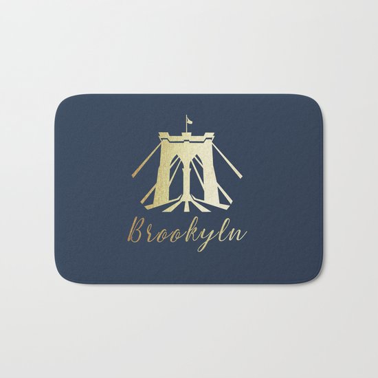 Brooklyn Bridge in Gold Bath Mat