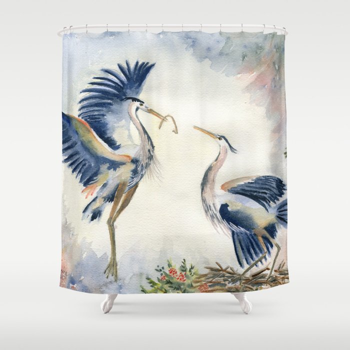 Great Blue Heron Couple Shower Curtain