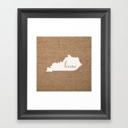 Kentucky is Home - White on Burlap Framed Art Print