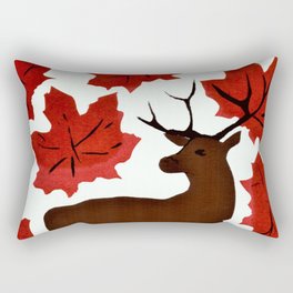Connections in Nature Rectangular Pillow | Nature, Deer, Digital, Veins, Collage, Antlers, Connections, Printmaking, Leaf 