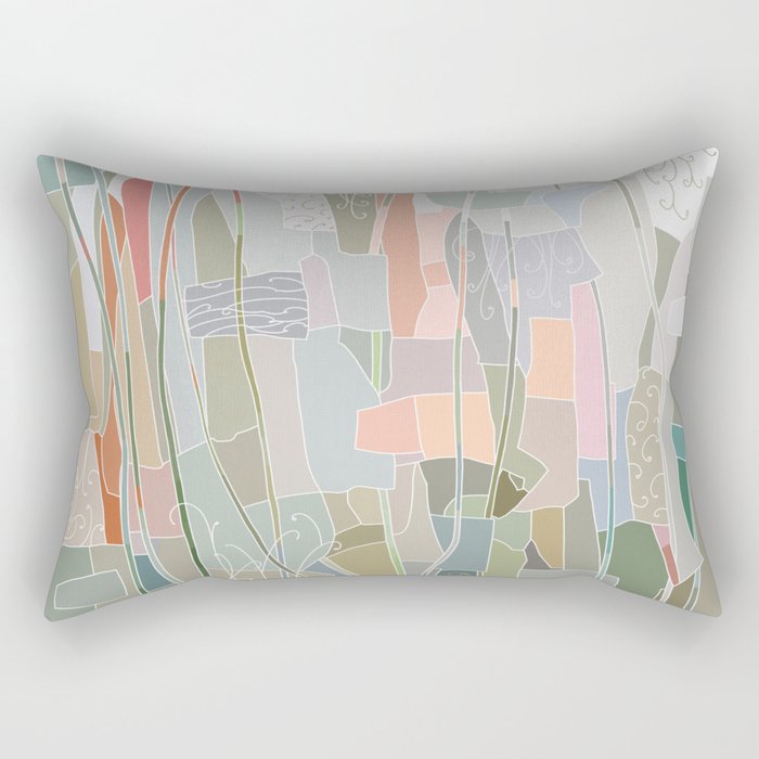 Abstract Pattern in Pastel Colors and Geometric Shapes with ornaments Rectangular Pillow
