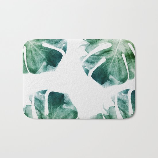 Watercolor Monstera Bath Mat