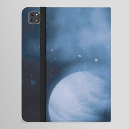Cool Monochrome Blue Outer Space Planet Lover Pattern iPad Folio Case