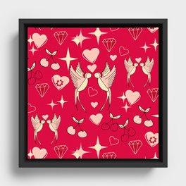 Kitsch Valentine Hot Pink Framed Canvas