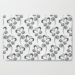 Gray-Green and White Butterfly and Scroll Pattern - Coloro 2022 Popular Color Dark Springs 087-20-02 Cutting Board