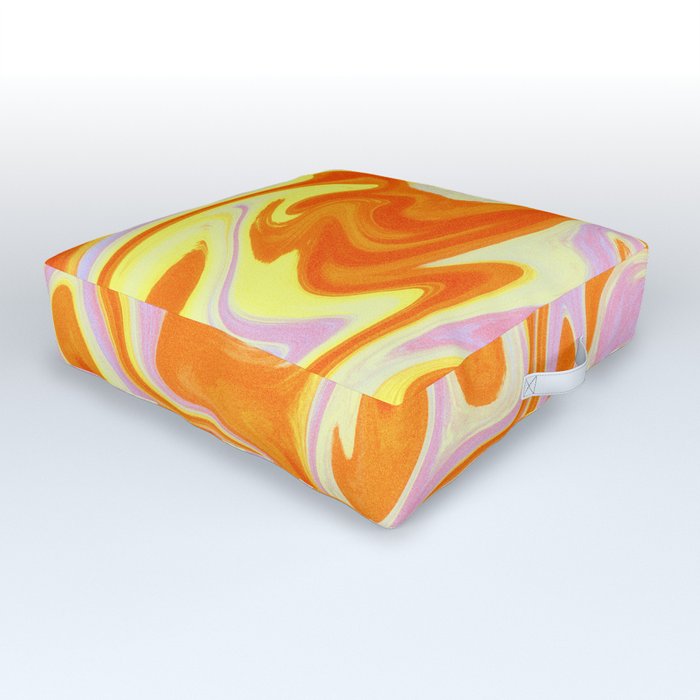 Orange Wavy Grunge Outdoor Floor Cushion