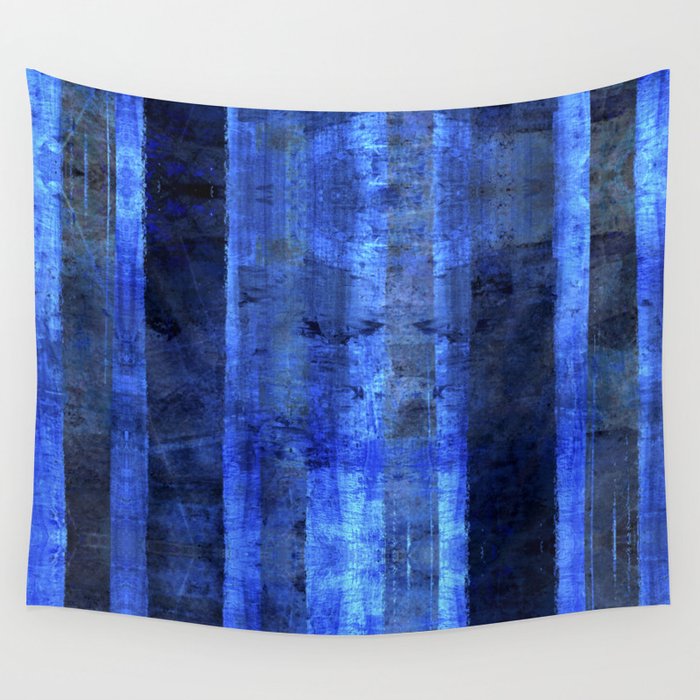 Blue Meditation - Indigo Watercolor Stripes Wall Tapestry