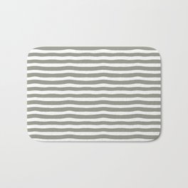 Evergreen Fog Wide Ruled Wonky Pattern Bath Mat | Basic, Lines, Cool, Evergreenfog, Ink, Neutral, 2022Color, Relaxed, Digital, Graphicdesign 