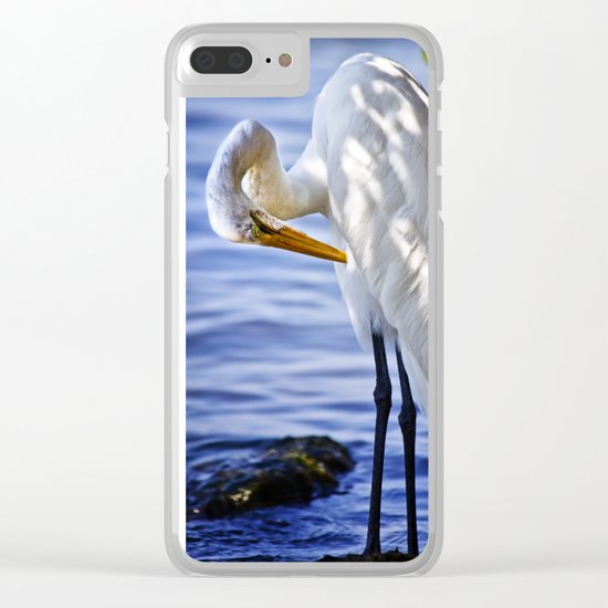 Great Egret Grooming Clear iPhone Case