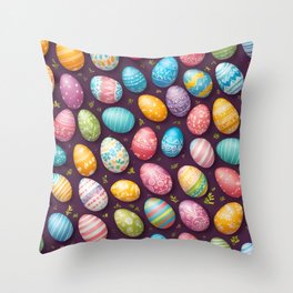 Modern Happy Easter Eggs Collection Throw Pillow