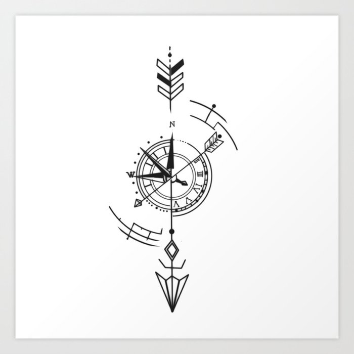 Arrow Compas Time Art Print by cqqzac | Society6