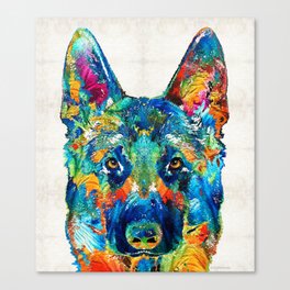 Colorful German Shepherd Dog Art By Sharon Cummings Canvas Print