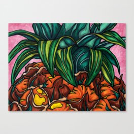 Vivid pineapple painting, exotic summer fruit pop art Canvas Print