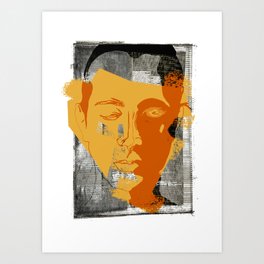 Yellow Art Print | Selfportrait, Portrait, Ink, Gravure, Yellow, Illustration, Unique, Digital, Mixedmedia, Print 