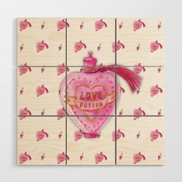 Love Potion in Pink Pattern Wood Wall Art