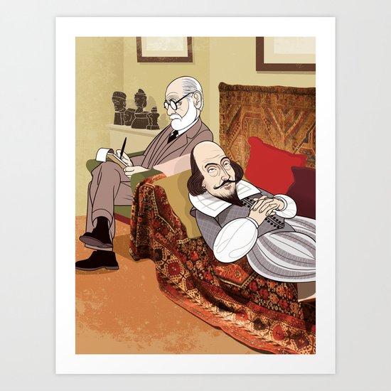 Freud analysing Shakespeare Art Print