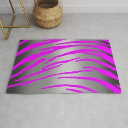 Silver Tiger Stripes Pink Area & Throw Rug