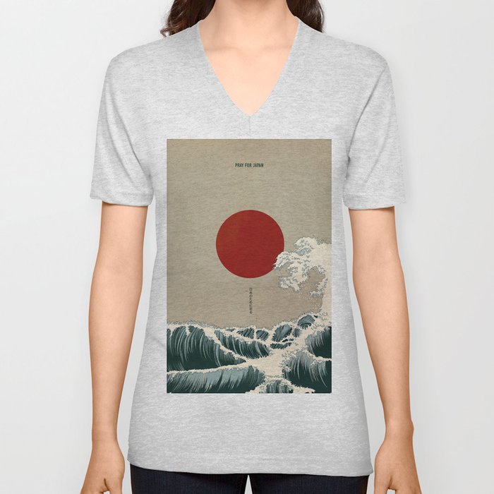Pray For Japan V Neck T Shirt