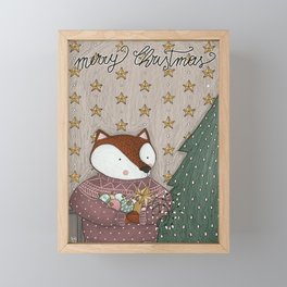 Merry Christmas Fox Framed Mini Art Print