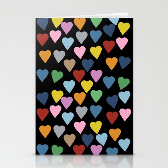Hearts #3 Black Stationery Cards