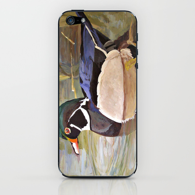 Wood Duck Water Foul Acrylic Painting Iphone Skin By Betweentheweeds Society6