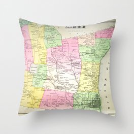 Town & City Map of Newburgh, New York  Throw Pillow
