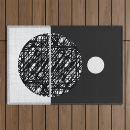 Abstract Bold Arches Flow | Mid Century Modern Minimalist Geometry | Black And White Outdoor Rug