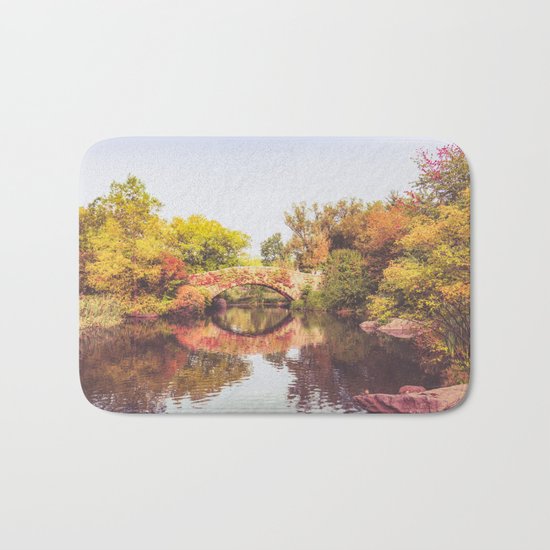 New York City Autumn Bridge Bath Mat