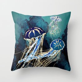 Metallic Jellyfish III Throw Pillow