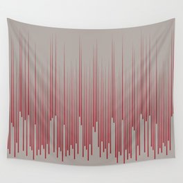 Red and Gray Minimal Frequency Line Art Pattern 2021 Color of the Year Satin Paprika and Satin Drift Wall Tapestry