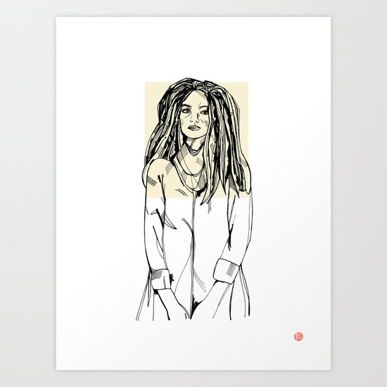 First Hello No.2 (tan) Art Print